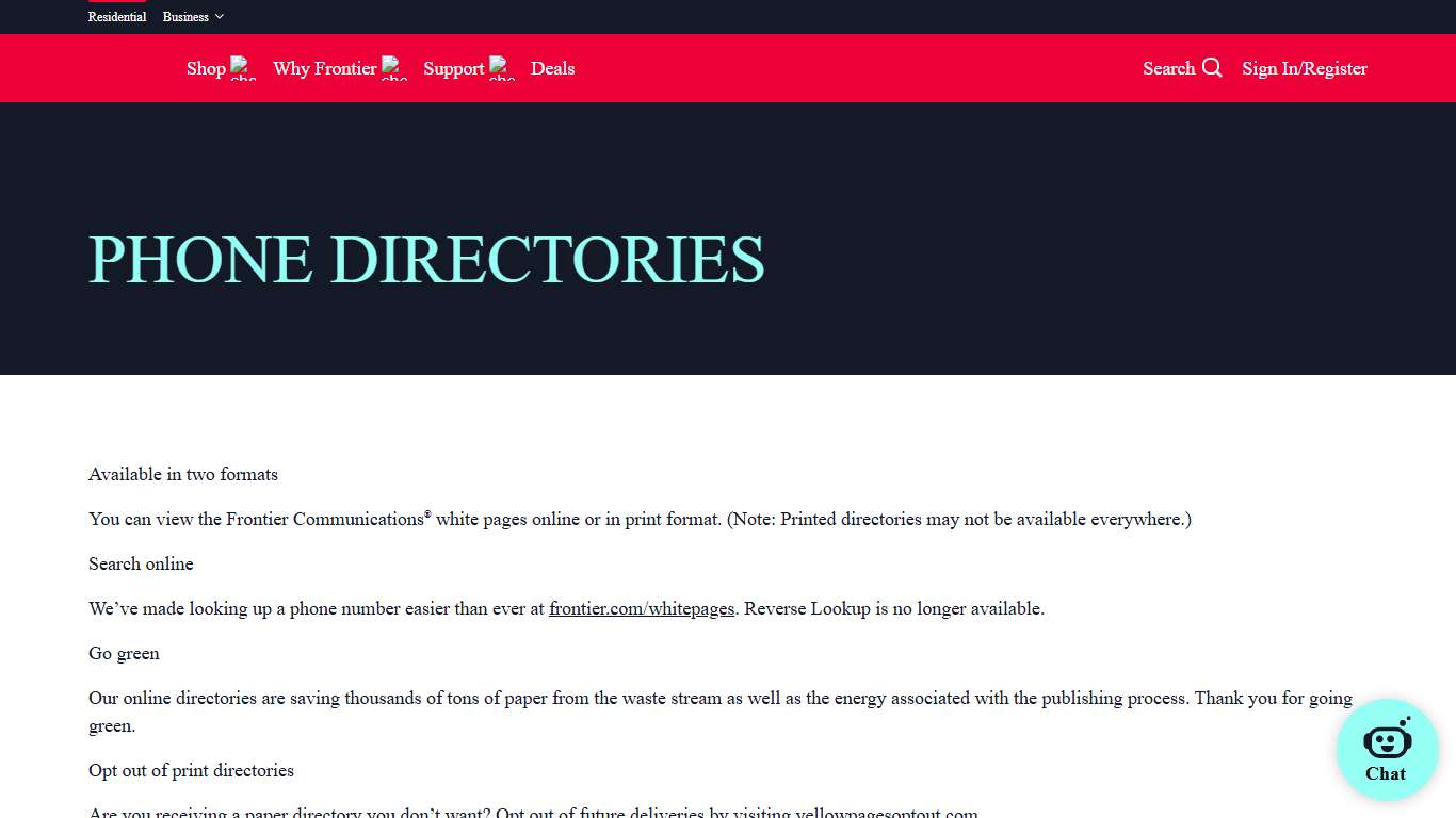 Frontier White Pages | Phone Directories - Online & Print