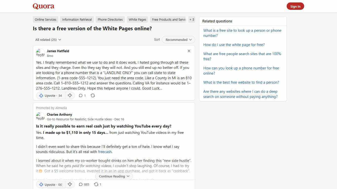Is there a free version of the White Pages online? - Quora